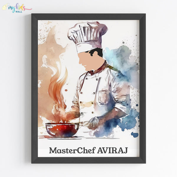 Load image into Gallery viewer, &#39;Master Chef&#39; Boy Personalized Wall Art (Framed)
