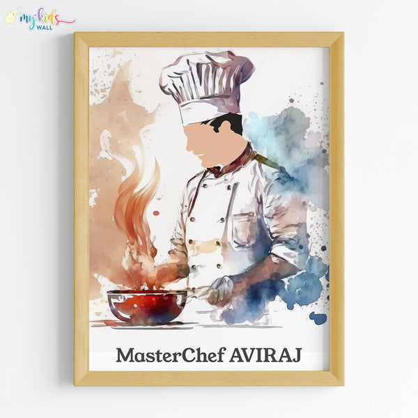 Load image into Gallery viewer, &#39;Master Chef&#39; Boy Personalized Wall Art (Framed)
