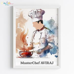 'Master Chef' Boy Personalized Wall Art (Framed)