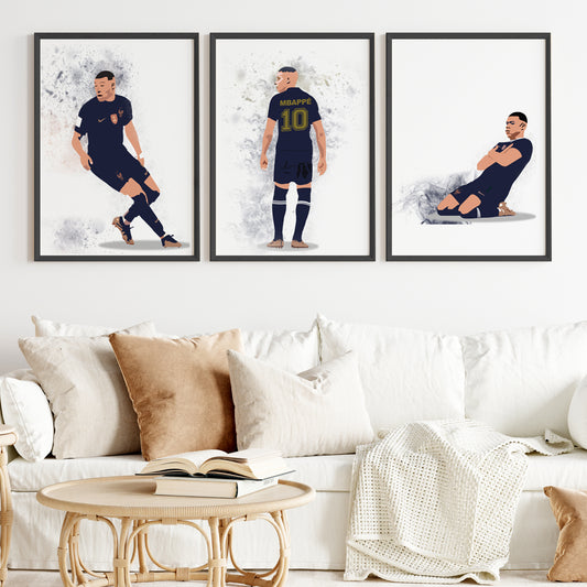 Kylian Mbappé Personalized Wall Art (Framed Set of 3)