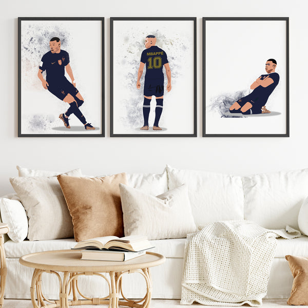 Load image into Gallery viewer, &#39;Kylian Mbappé&#39; Personalized Wall Art (Framed Set of 3)
