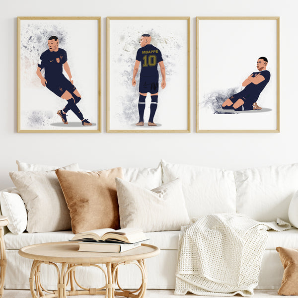 Load image into Gallery viewer, &#39;Kylian Mbappé&#39; Personalized Wall Art (Framed Set of 3)
