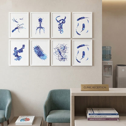 Microorganism Watercolor Science Wall Art