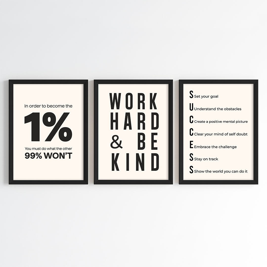 Mindset & Success Aesthetic Wall Art (Framed)