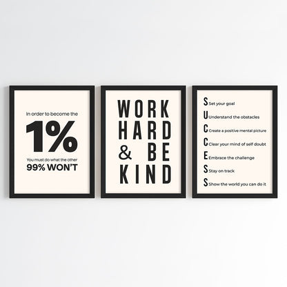 Mindset & Success Aesthetic Wall Art (Framed)