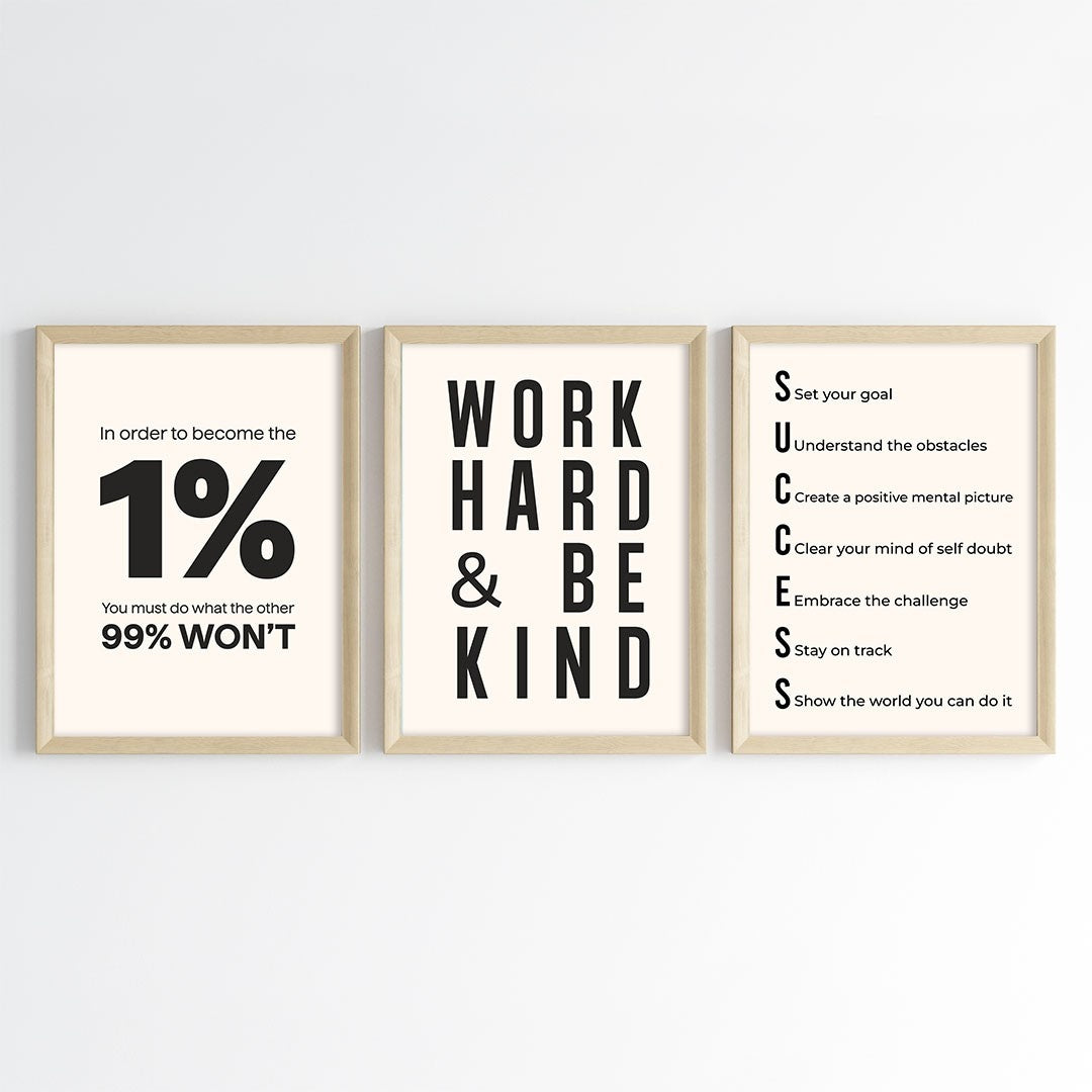 Mindset & Success Aesthetic Wall Art (Framed)