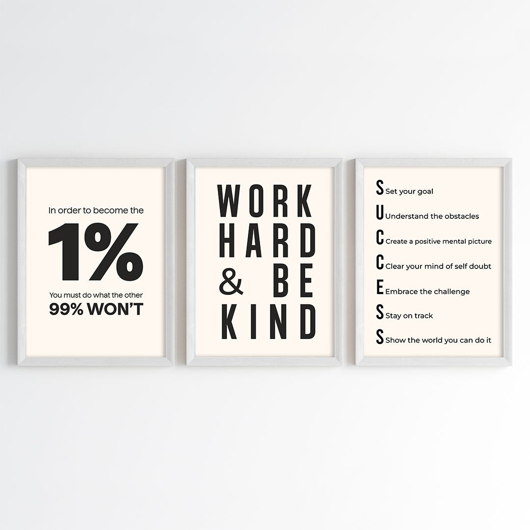 Mindset & Success Aesthetic Wall Art (Framed)
