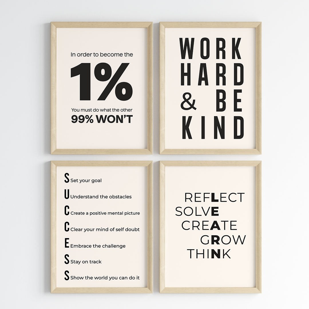 Mindset & Success Aesthetic Wall Art (Framed)