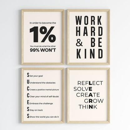 Mindset & Success Aesthetic Wall Art (Framed)