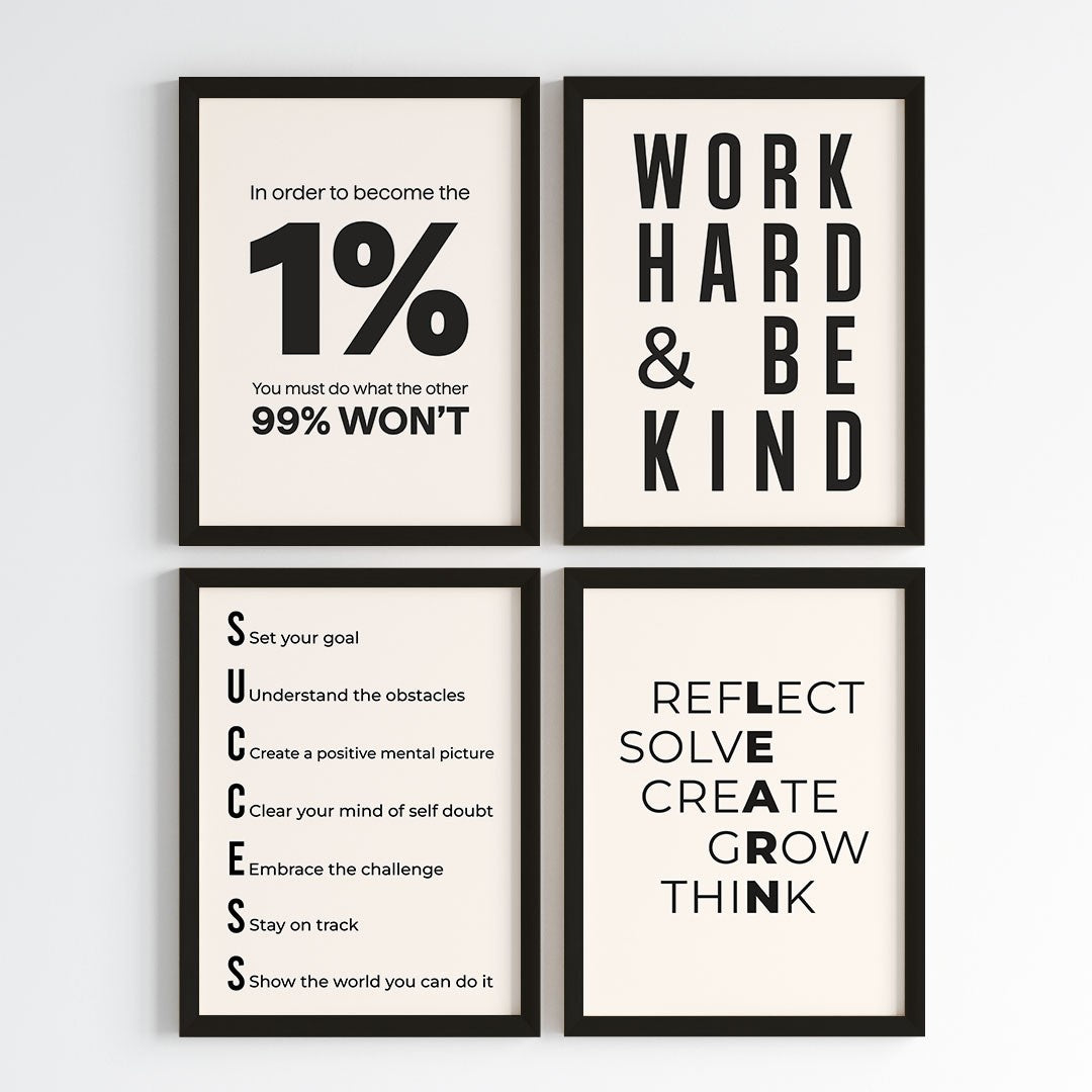 Mindset & Success Aesthetic Wall Art (Framed)