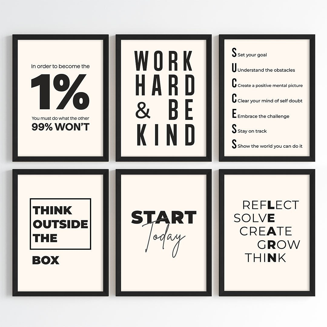 Mindset & Success Aesthetic Wall Art (Framed)