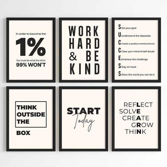 Mindset & Success Aesthetic Wall Art (Framed)