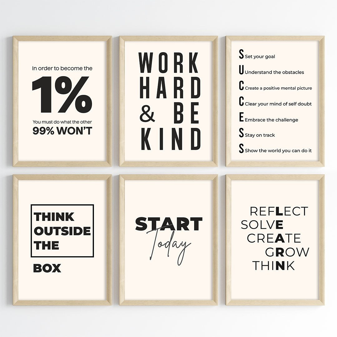 Mindset & Success Aesthetic Wall Art (Framed)