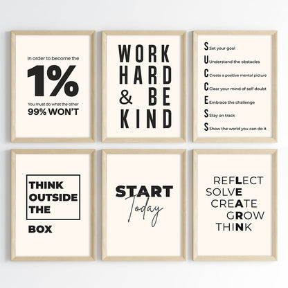 Mindset & Success Aesthetic Wall Art (Framed)