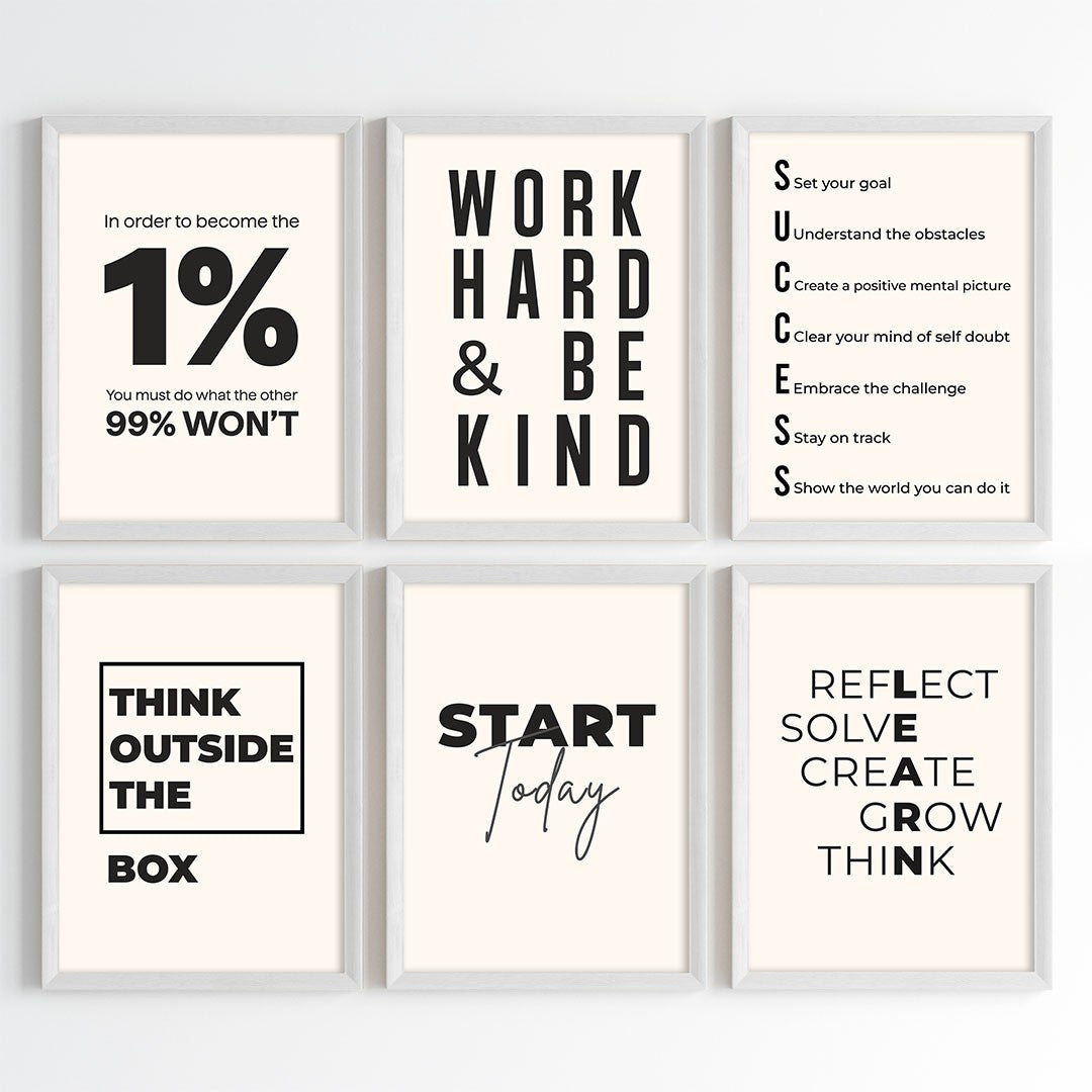Mindset & Success Aesthetic Wall Art (Framed)