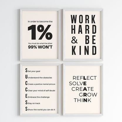 Mindset & Success Aesthetic Wall Art (Framed)