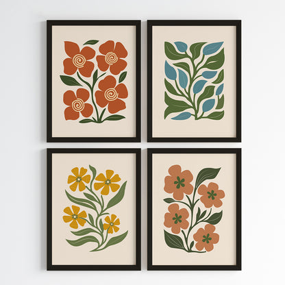 Minimal Floral Wall Art (Framed Set of 4)