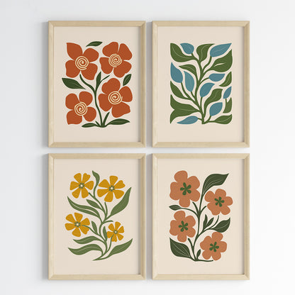Minimal Floral Wall Art (Framed Set of 4)