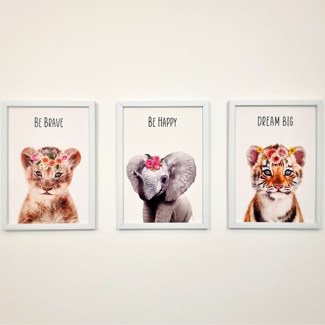 Motivational Baby Animals Wall Art (Framed)