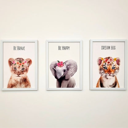 Motivational Baby Animals Wall Art (Framed)