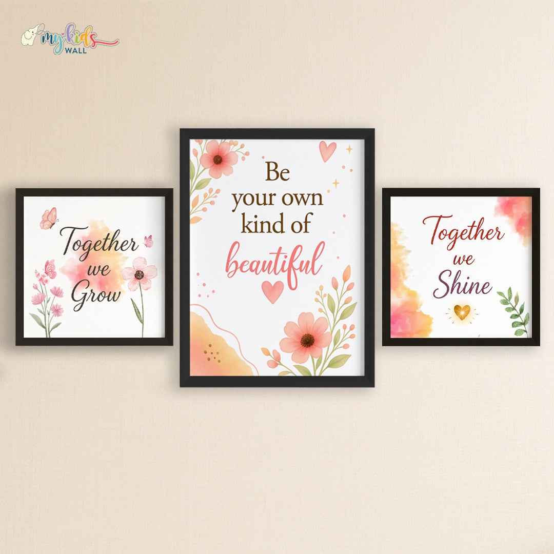 Motivational Floral Wall Art (Framed set of 3)