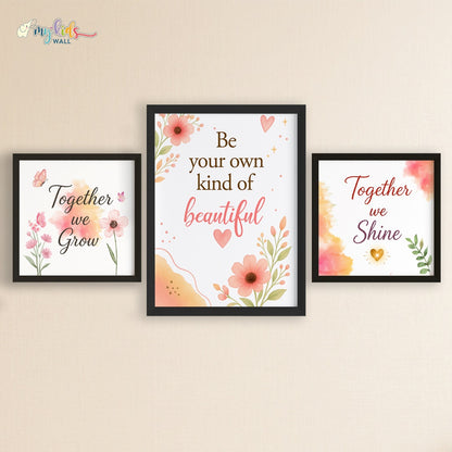 Motivational Floral Wall Art (Framed set of 3)