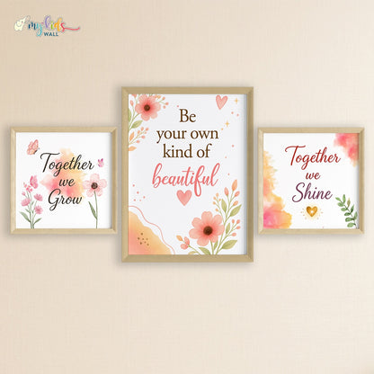 Motivational Floral Wall Art (Framed set of 3)
