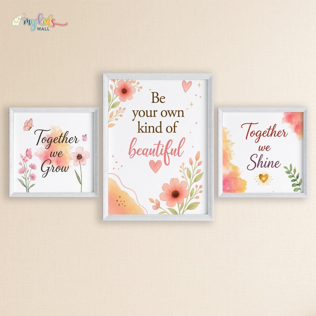 Motivational Floral Wall Art (Framed set of 3)