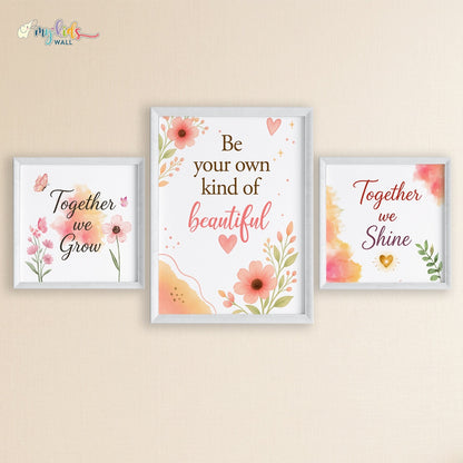 Motivational Floral Wall Art (Framed set of 3)