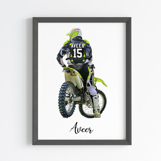 Motor Bike Racer Personalized Wall Art (Framed)