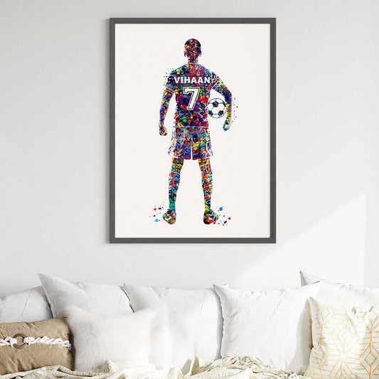 Inspirational football player wall art black frame