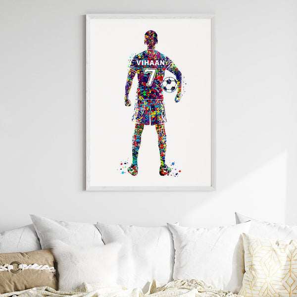 Load image into Gallery viewer, &#39;Football Player&#39; Personalized Wall Art (Big Frame)
