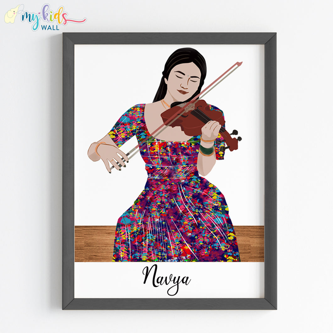 'Violin Player' Girl Personalized Wall Art (Framed) New