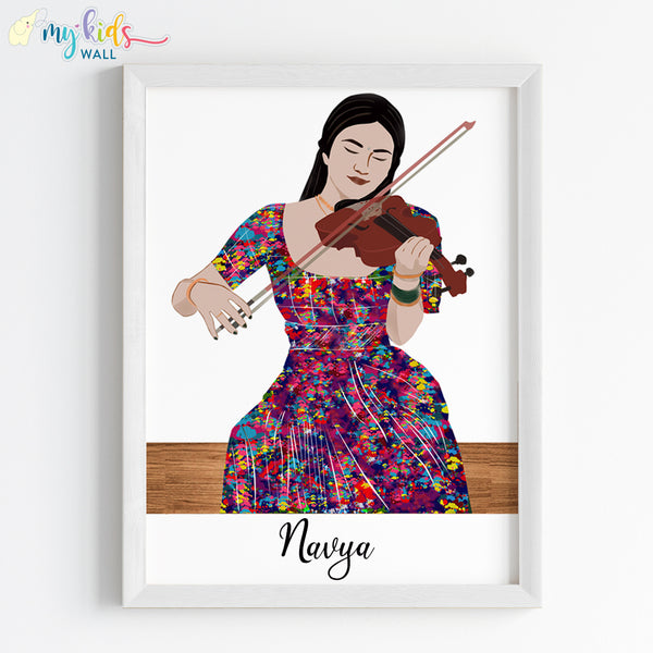 Load image into Gallery viewer, &#39;Violin Player&#39; Girl Personalized Wall Art (Framed) New
