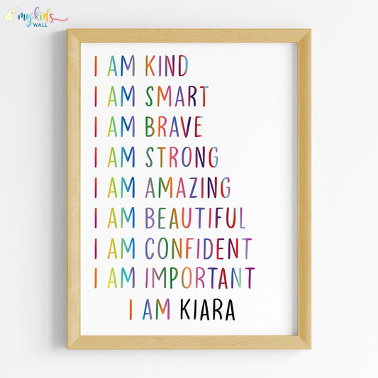 Multicolored Daily Positive Affirmations Personalised Wall Art (Framed)