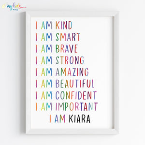 'Multicolored Daily Positive Affirmations' Personalised Wall Art (Framed)