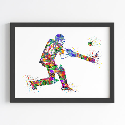 Cricketer Personalised Wall Art (Framed)