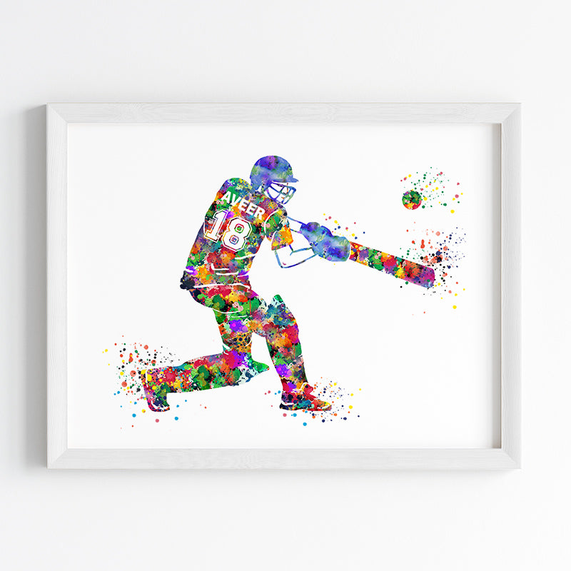 'Cricketer' Personalised Wall Art (Framed)