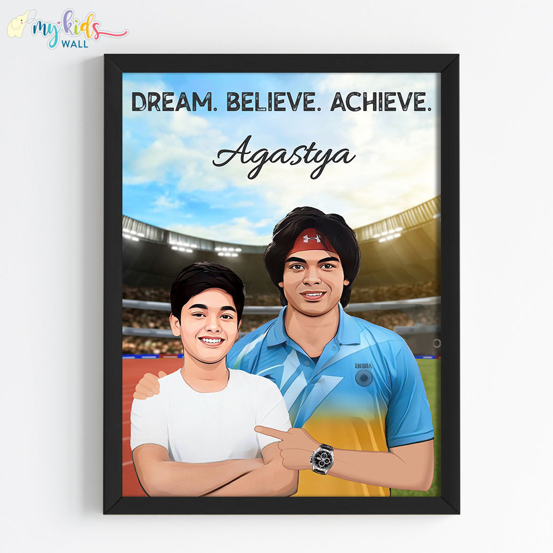 Javelin Champ with Neeraj Chopra Personalized Portrait (Framed) New