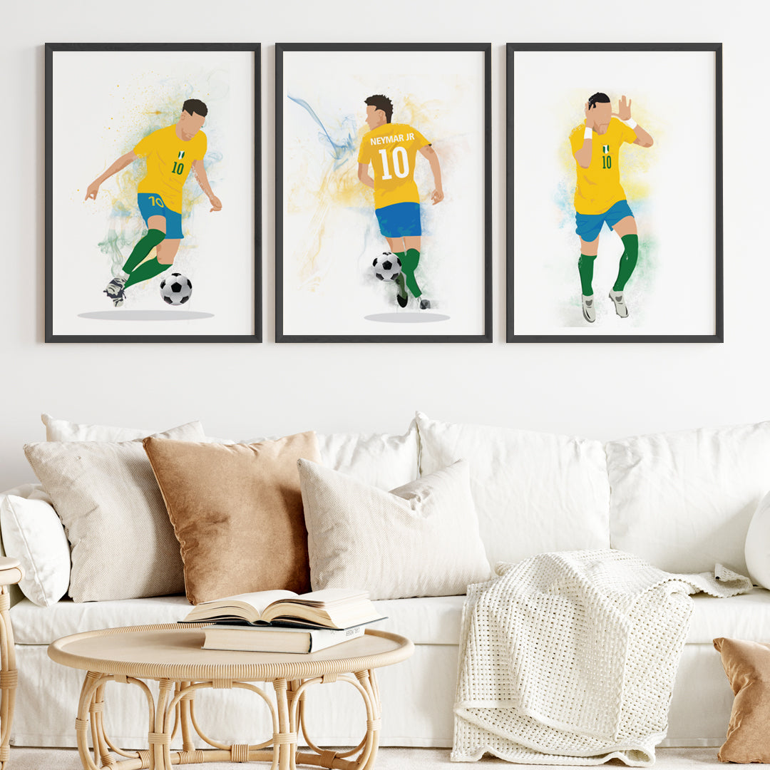 Neymar Jr Personalized Wall Art (Framed Set of 3)