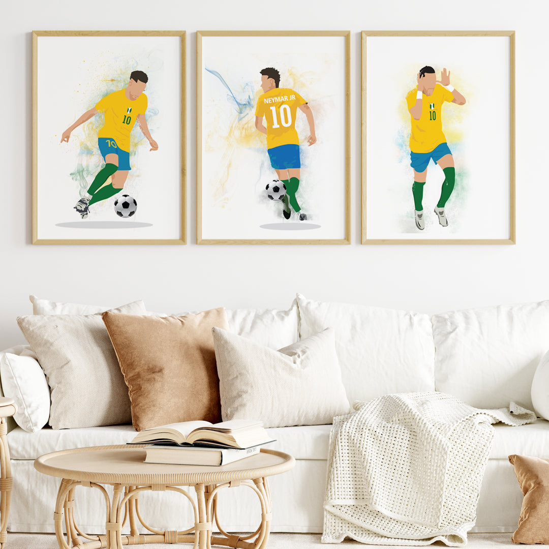 Neymar Jr Personalized Wall Art (Framed Set of 3)