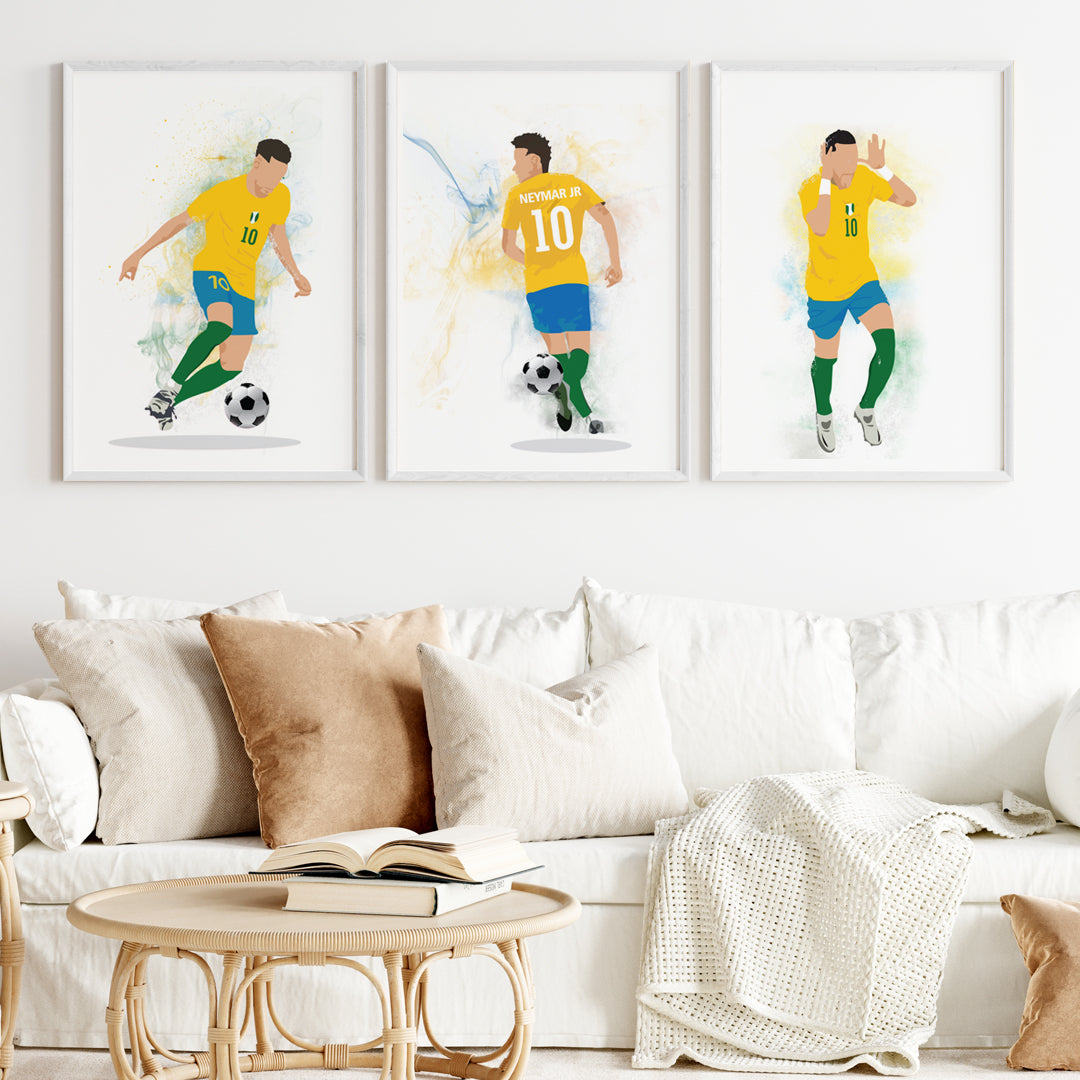 Neymar Jr Personalized Wall Art (Framed Set of 3)