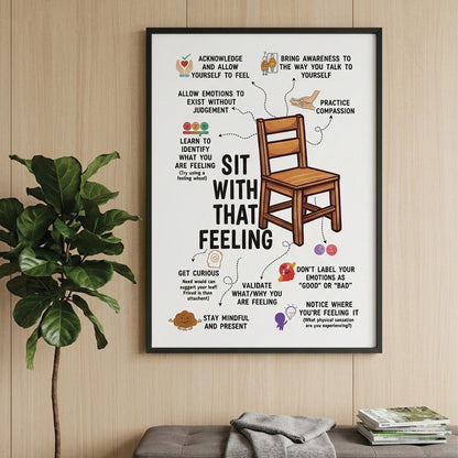 Sit With That Feeling Therapy Wall Art (Framed)