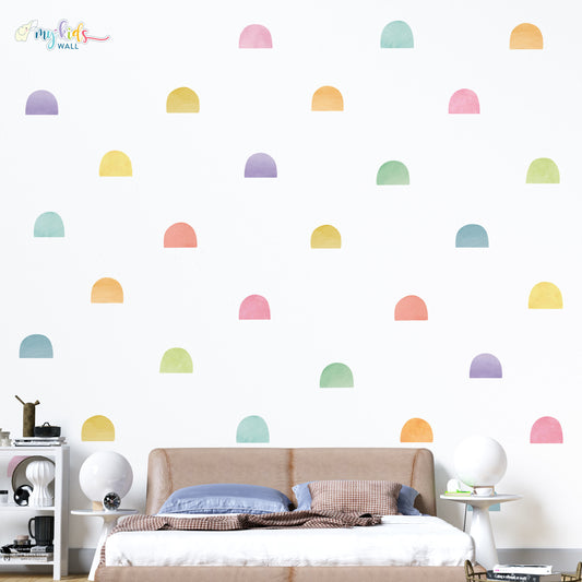 Pastel Semi Circle Scallop Wall Stickers