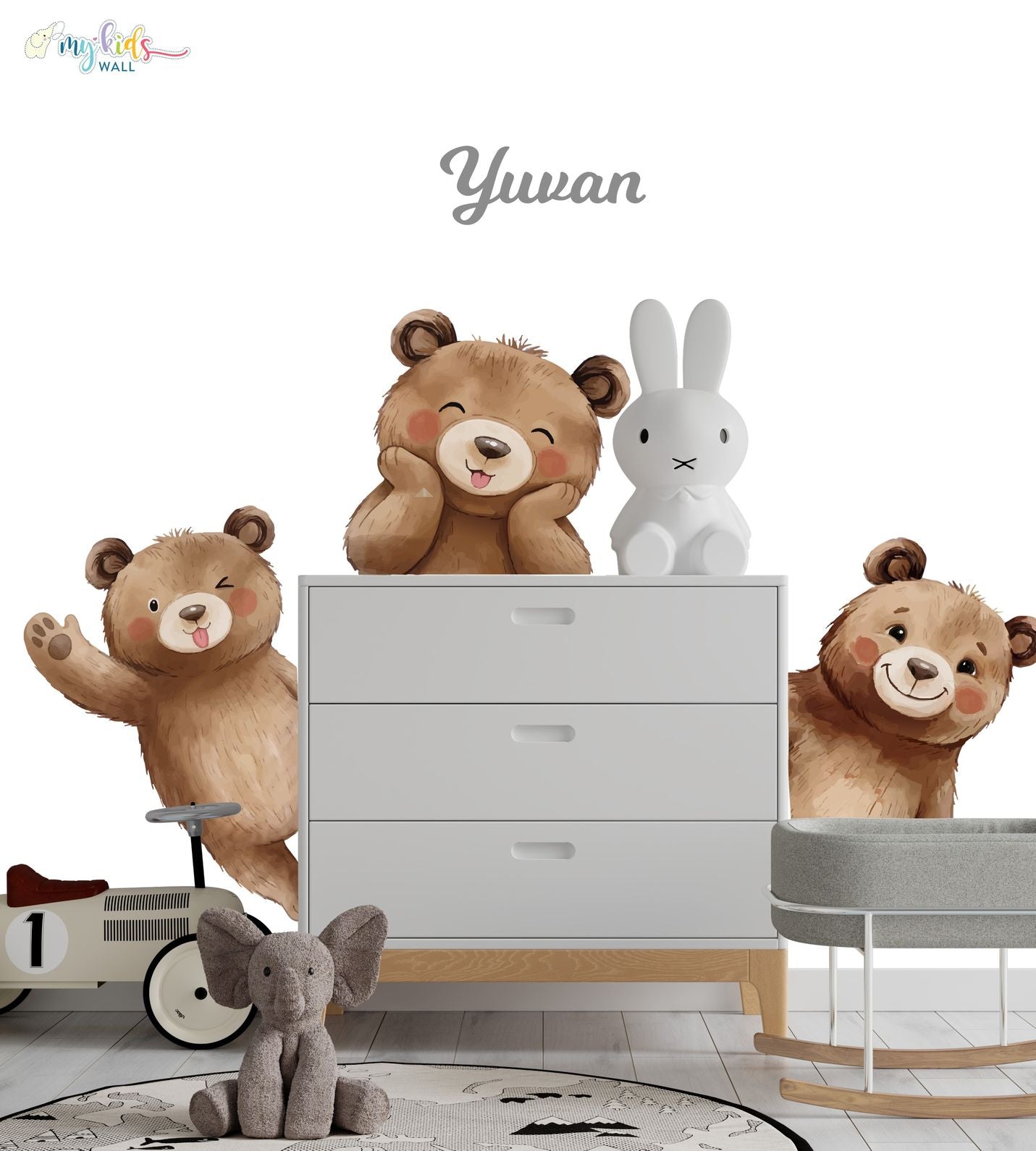 Peeping Bear Friends Personalized Wall Stickers