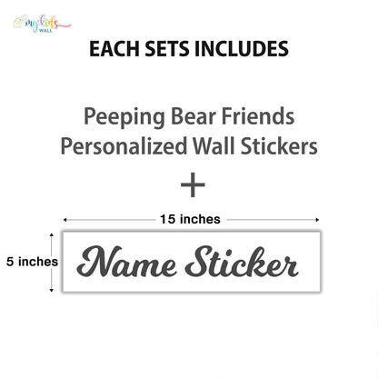 Peeping Bear Friends Personalized Wall Stickers