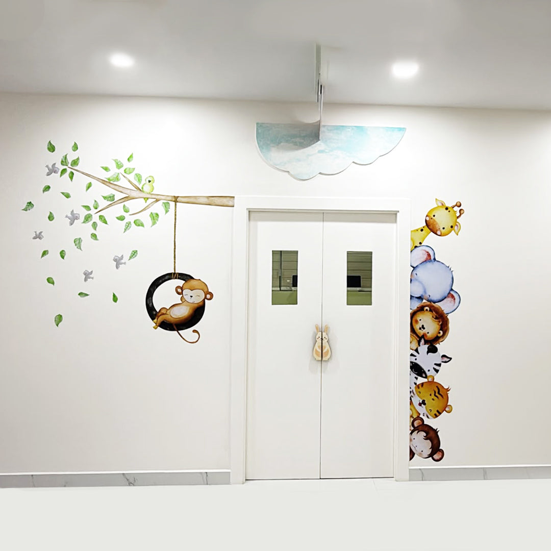 Peeping Jungle Animals Door & Wall Stickers (New)