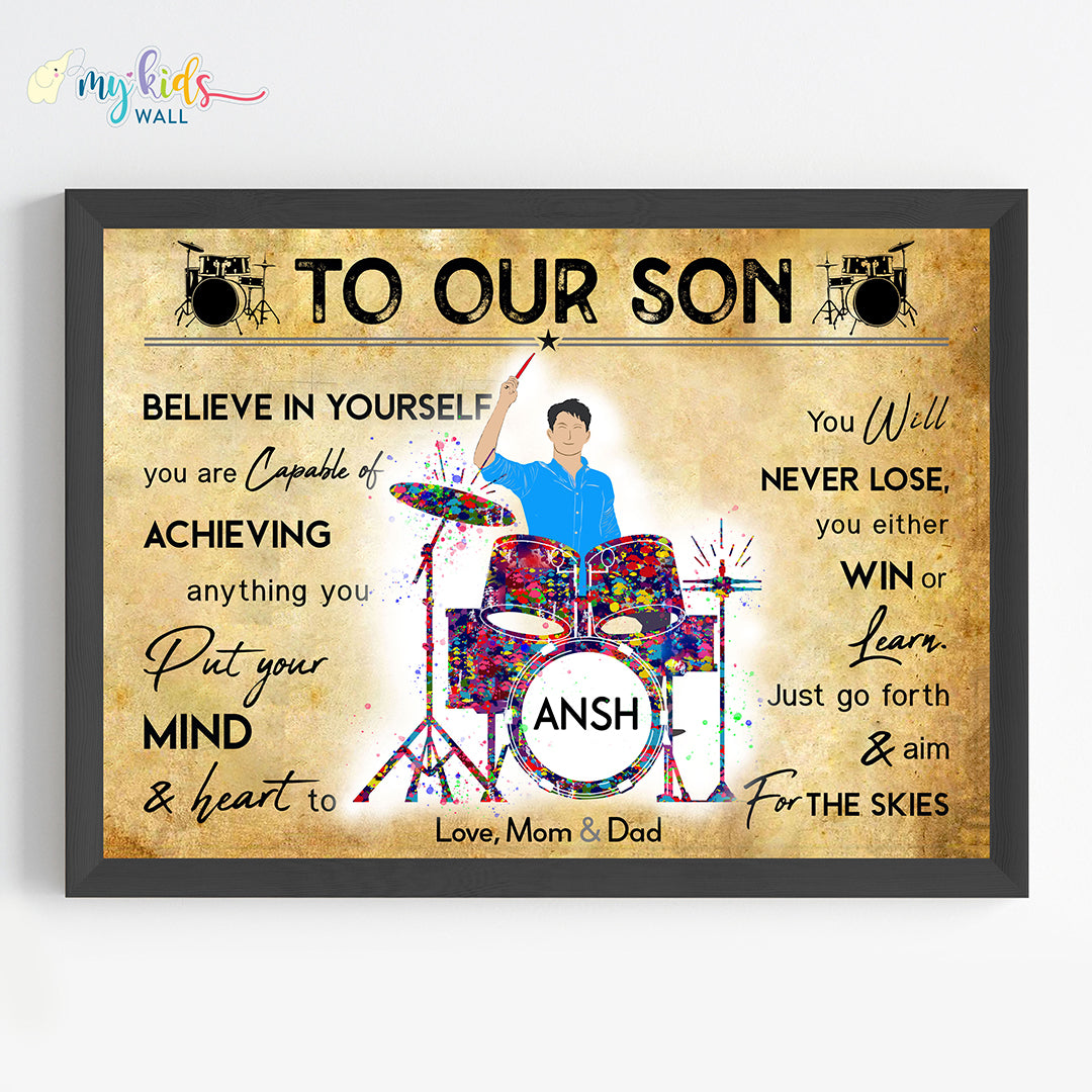 Percussionist Drummer Personalized Motivational Wall Art (Framed)