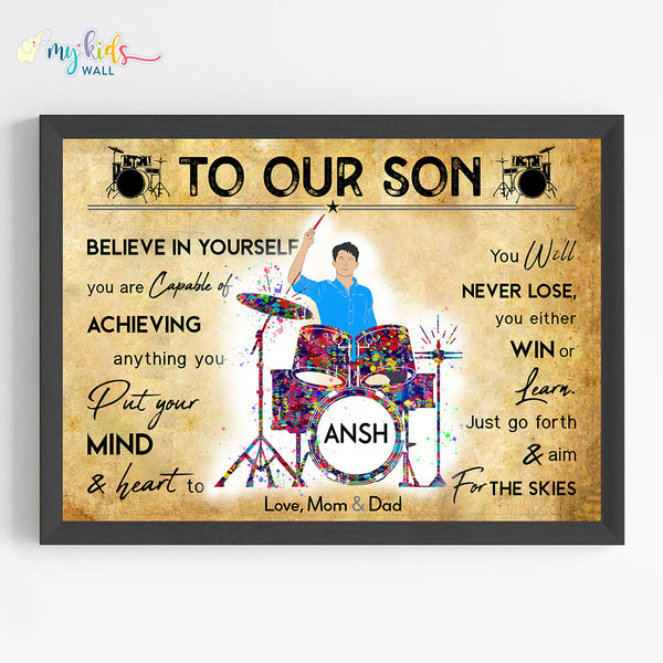 Load image into Gallery viewer, &#39;Percussionist&#39; Drummer Personalized Motivational Wall Art (Framed)
