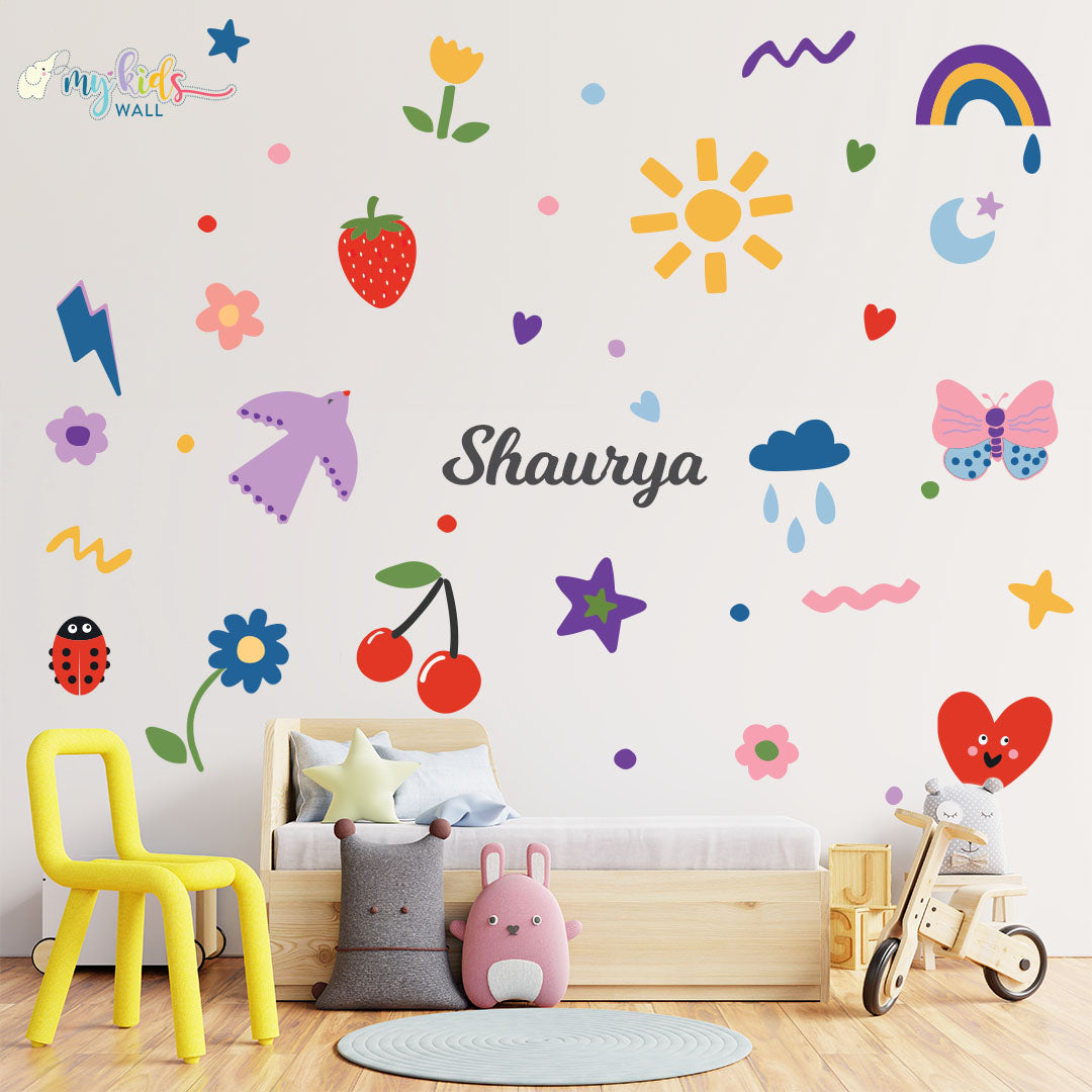 Personalized Doodle Wonderland Wall Stickers Mockup 2